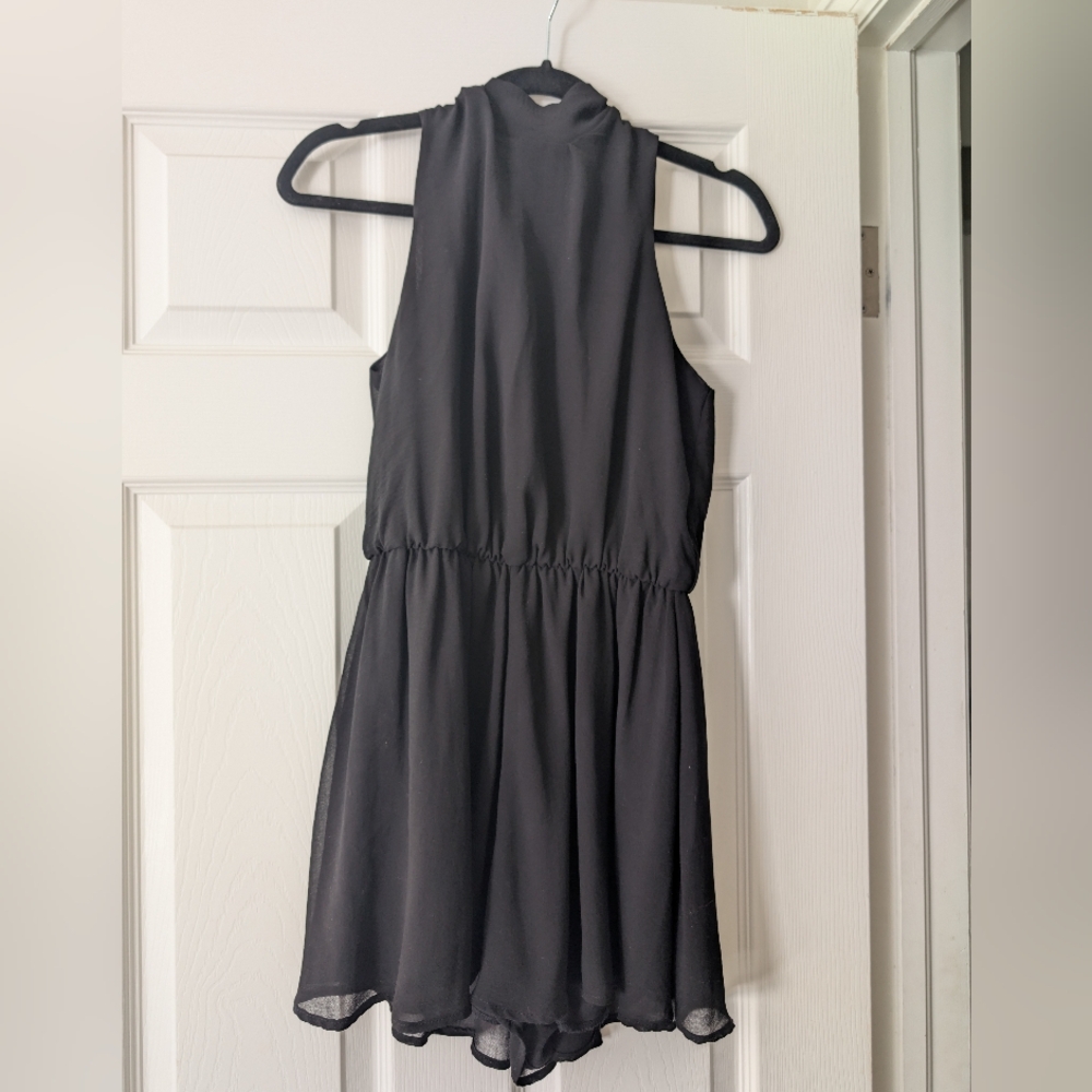 Final Touch Black Sleeveless Mini Romper